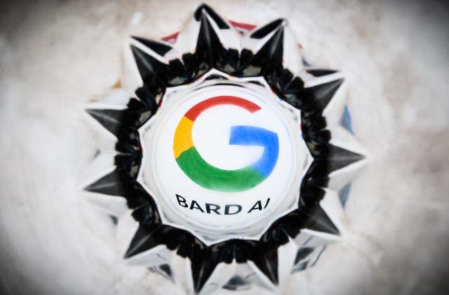 This photograph taken in Toulouse, southwestern France, on July 18, 2023 shows a screen displaying the logo of Bard AI, a conversational artificial intelligence software application developed by Google. (Photo by Lionel BONAVENTURE / AFP) (Photo by LIONEL BONAVENTURE/AFP via Getty Images)