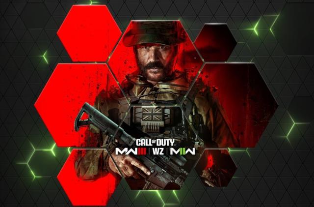 An image of a soldier holding an automatic rifle is displayed across several hexagons. Text reads "Call of Duty MW 3, WZ, MW 2."