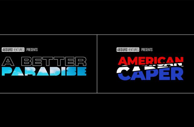 Absurd Ventures logos for A Better Paradise and American Caper.