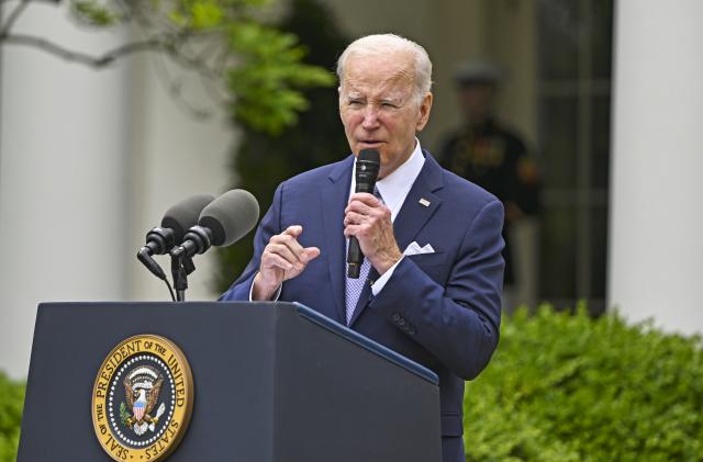 WASHINGTON DC, UNITED STATES - MAY 1: US President Joe Biden speaks at the National Small Business Week event at the White House in Washington D.C., United States on May 1, 2023. (Photo by Celal Gunes/Anadolu Agency via Getty Images)