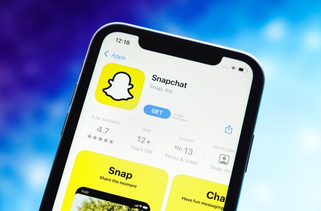 CHINA - 2023/08/09: In this photo illustration, the Snapchat logo is displayed in the Apple App Store. (Photo Illustration by Sheldon Cooper/SOPA Images/LightRocket via Getty Images)