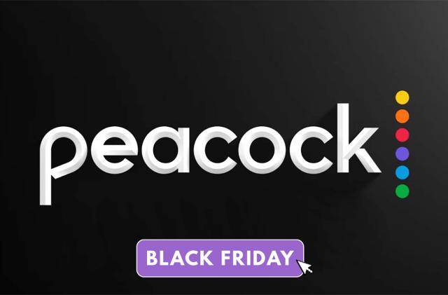 Peacock TV logo with a Black Friday badge overlay.