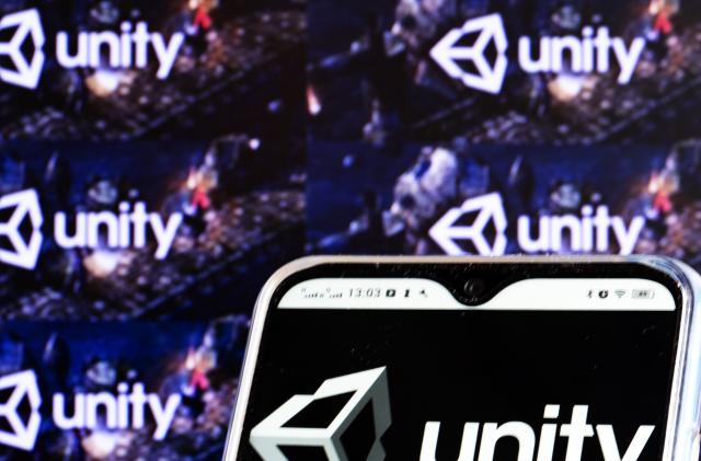 UKRAINE - 2021/02/01: In this photo illustration a Unity Software, Inc. logo is seen displayed on a smartphone screen. (Photo Illustration by Igor Golovniov/SOPA Images/LightRocket via Getty Images)